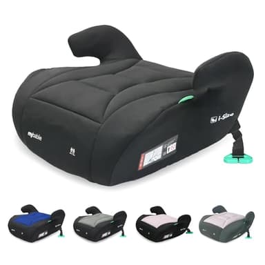 My Babiie Booster Lite R129 Car Seat - Lightweight at 1kg, Approx. 6-12 Years (125-150cm, 22-36kg), i-Size Backless Child Car Seat, Group 3, Compact, Portable, Ideal for Travel - Black