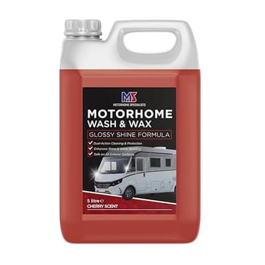 Motorhome Specialists - Wash & Wax 5L – 2-in-1 Cleaner & Protective Wax for Motorhomes, Caravans & Campervans – High Gloss Finish, Water Beading, Safe on All Exterior Surfaces