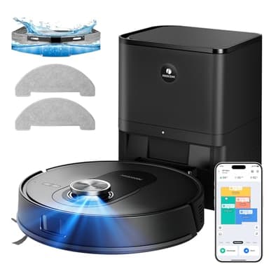 Proscenic Q8MAX+ Robot Vacuum Cleaner with Mop, 8000Pa Strong Suction, Lidar Navigation Robotic Vacuum with Smart Obstacle Avoidance, 200mins Runtime, APP/Remote/Voice Control, for Hard Floors Carpets