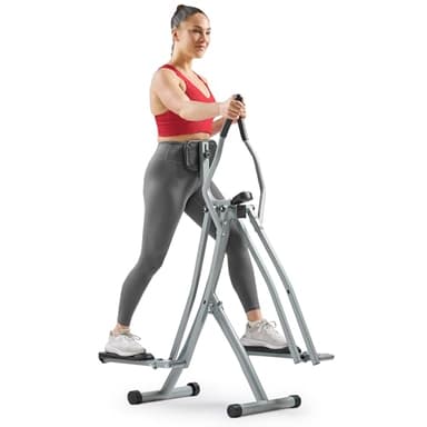 Sunny Health & Fitness Elliptical Cross Trainer w/ LCD Monitor, Air Walker Exercise Machines For Home Gym Workouts, Grey, 63L x 48W x 144H cm, SF-E902