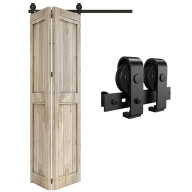 QINAIXQM 3FT/91CM Sliding Door Track Folding Door Hardware Kit Closet Rail Roller 2 Doors Accessory fits Maximum Single Door Leaf Width: 44CM, Excluding Door Panels