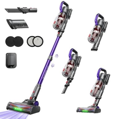 AlloyMove Cordless Vacuum Cleaner, 45Kpa/60Mins/450W Stick Vacuum Cleaners for Home, Anti-Tangle Vacuum Cleaner with Detachable Battery&Self-Standing, Lightweight Vacuum for Floor Carpet Pet Hair A03