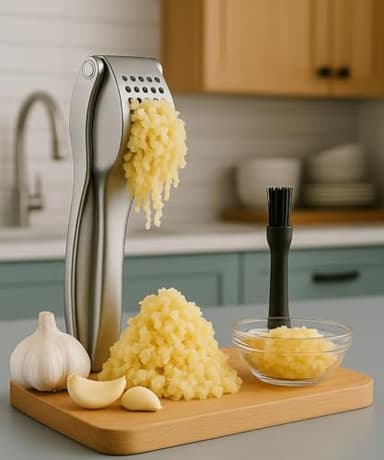 Premium Garlic Press, Heavy Duty Garlic Crusher & Mincer, Super Easy to Use & Clean, No Peel Needed, Crush Garlic & Ginger, Built for Life, Strong & Durable