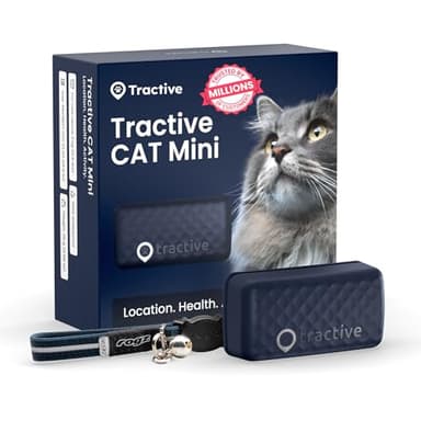 Tractive Smart Cat Tracker Mini | #1 Cat GPS | Real-Time Location Tracking | Territory & Location History | Safety Collar included (Dark Blue)