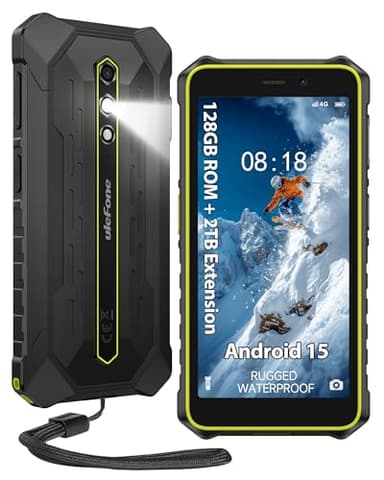 Ulefone RugKing 2 Pro Rugged Smartphone, 128GB/2TB TF, Android 15 Armor Phone, 5.45" Tough Screen, IP68 Waterproof Outdoor SIM Free Mobile Phones Unlocked, 4G 3-Card Slot, Dock Charging, NFC, Green
