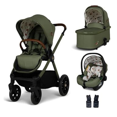 COSATTO Giggle 4 Travel System - 3 in 1 Travel System, 0-25kg Approx. 4 Years Old, Compact Fold, Pram, Pushchair, Carrycot, Seat Unit, i-Size Group 0+ Infant Carrier Car Seat & Raincover (Hoglet)