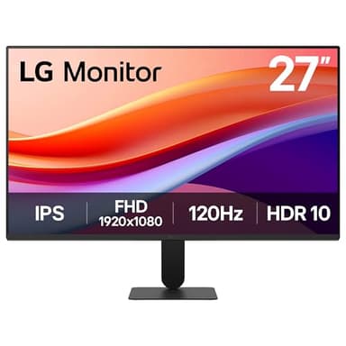 LG MONITOR 27U411A-B - FHD 1080p IPS 27 inch, 120 Hz, 5ms GtG, Computer desktop display with VRR, HDR10, Smart Energy Saving, Anti-Glare, D-Sub, HDMI, Matte Black