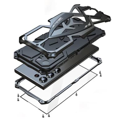 Lunivop for Samsung Galaxy S25 Ultra Case Metal Hard Phone Cover para Screw with Camera Protection Heavy Duty metalicas Military Grade Black