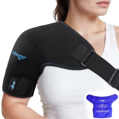 NEWGO Shoulder Ice Pack Rotator Cuff Cold Therapy, FSA HSA Eligible, Shoulder Ice Pack Wrap Cold Pack for Pain Relief, Recovery After Surgery, Sore Muscles, Tendonitis- Black