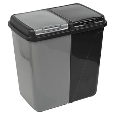 URBNLIVING 60/90L Double Kitchen Recycling Laundry Duo Bin Garbage Under Cabinet Trash Can (90L Black & Grey)