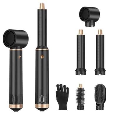 Sendowtek 5 in 1 Hot Air Styler Brush 1000W, Multi Tool Hairdryer Brush Curler 3 Level Heat Comb for Rotating Straightening Volumize Hot-Air Auto Multi-Styler Styling for Daily Multi Long Hair Type