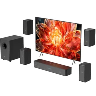 Hiwill-Audio 5.1.2ch Surround Sound System, Soundbar for Smart TV with Subwoofer, 4 Virtual Surround Speakers, Home Cinema Sound Bars Theater Speaker, 400W Peak Power, Works w/ARC/OPT/BT 5.3/AUX/USB