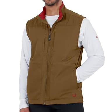 SCOTTeVEST Best Travel Vest for Men - 26 Hidden Pockets - Water Repellent for Travel & More, Olive Drab/Jam, Small