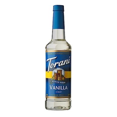 Torani Vanilla Sugar Free Coffee Syrups (750ml) - Classic Vanilla Syrup Flavouring for Lattes, Iced Coffees & Tea Beverages - Zero Sugar, No Calorie, No Carb & Vegan Drink Flavouring