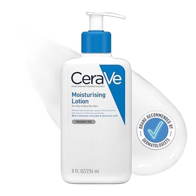 CeraVe Moisturising Lotion for normal to very dry skin, Enriched with 3 Essential Ceramides, Hyaluronic Acid and MVe technology, Face moisturiser skin care, Daily Hydrating Moisturiser, 236ml