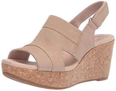 Clarks Women's Annadel Ivory Wedge Sandal, Sand Nubuck, 6 UK
