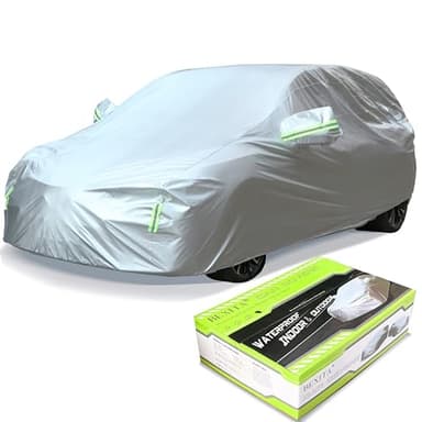 BEXITA Car Cover Waterproof for Automobiles All Weather Windproof Snowproof UV Protection Outdoor Indoor Car Cover Fit for Hatchback; Size L: MAX 170in/430cm