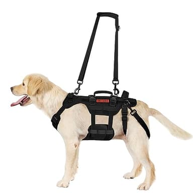 OneTigris Dog Lift Harness for Large Dogs, Dog Support Sling for Back Legs, DOG Lifter with Handles Invictus Multifunctional Mobility Assistance Vest Hip Support Brace (Black, L)