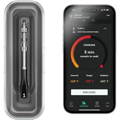 CHEF iQ Sense Smart Wireless Meat Thermometer with Ultra-Thin Probe, Unlimited Range Bluetooth Meat Thermometer, Remote Monitoring of BBQ Grill, Oven, Smoker, Air Fryer