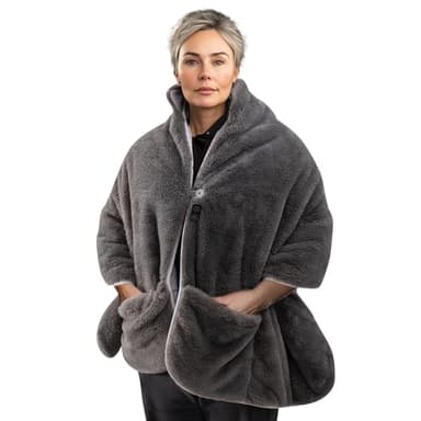 Homedics Cosy Cordless Warming Shawl - Wearable Heated Blanket with 2 Heat Settings, Cordless Heated Shawl with Portable Power Pack, Ultra-Soft Electric Throw Blankets for Home, Office & Travel