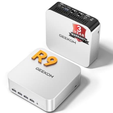 GEEKOM[2026 Ultra Quiet A7 MAX AI Mini PC Windows 11 Pro,with AMD Ryzen 9 7940HS(Up to 5.2GHz),16GB DDR5 RAM(Up to 128GB) & 1TB SSD, Dual HDMI 4K@120Hz Quad Display/Dual USB4 for Gaming/Video Editing