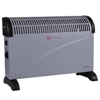 EMtronics 2000W Portable Electric Convector Heater Radiator with 3 Adjustable Heat Settings and Over Heat/Tip Over Cut-Out Function - Grey