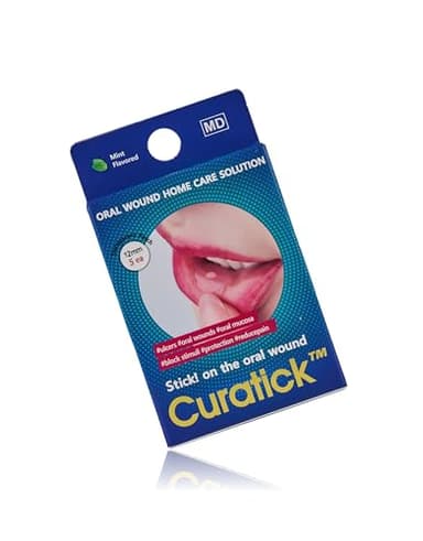 Curatick 5pcs Mouth Ulcer Treatment for Adults & Kids, Mint Flavour, Fast & Natural Pain Relief for Oral Wounds, Thrush, Canker Sores & Braces-Related Sores (5)