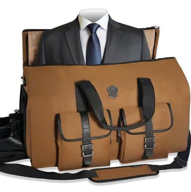 WELKINLAND 48H Garment Duffle Bags For Travel,10-Pockets Carry On Garment Bag, 3 Suit Travel Bags, 62L Halfday's 2-In-1 Garment Duffel Bag, Convertible Garment bag, Boardable Garment Bag, Brown/Black,