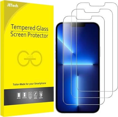JETech Screen Protector for iPhone 17e (2026) / iPhone 16e / iPhone 13/13 Pro, Tempered Glass Film, 6.1-Inch Display, 3-Pack