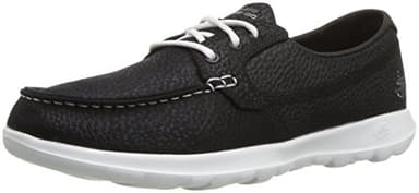 Skechers Performance Women's GO Walk Lite-Eclipse Boat Shoe,Black/White,8 M US