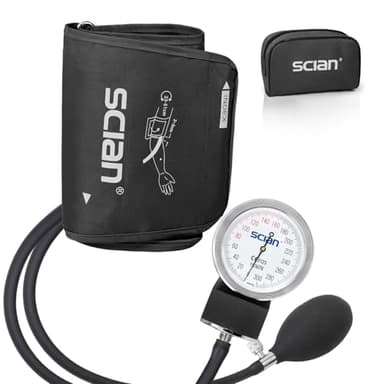 SCIAN Manual Blood Pressure Cuff - Aneroid Sphygmomanometer with Large Cuff 12.6-20.8" and D-Ring, Come with Carrying Bag for Nurse Doctor Senior Adult, Black