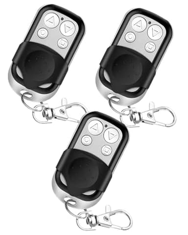 3 PCS 433MHz Universal Automatic Gate Remote Control Garage Door Copy Remote Control Fob Wireless Garage Door Opener Cloning Key with Fob 4 Buttons for Garage Doors Roller Shutters Car Electric Gates
