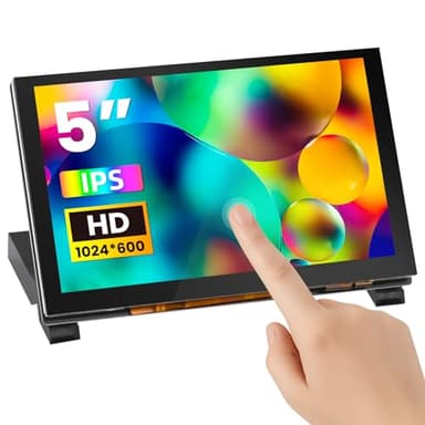 ELECROW Raspberry Pi Screem, 5 Inch Small Monitor 1024x600 HD LCD Touch Screen with Stand, Mini Monitor Compatible with Raspberry Pi 5/4/3/2/Zero, PC, Jetson Nano, Banana Pi, Windows PC