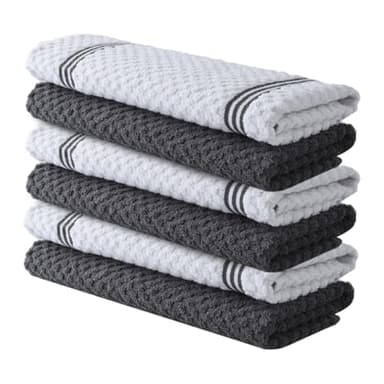 Infinitee Xclusives Premium Tea Towels | Pack of 6 | 100% Cotton |38 x 64 cm| Ultra Soft & Highly Absorbent | Terry Dish Towels for Kitchen, Bar & Daily Household Cleaning Use |Grey|