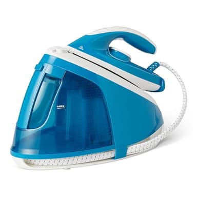 Amazon Basics Steam Generator Iron with 6 Bar Pump, 240g/min Steam Boost, 120g/min Output, 1.5L Tank, 2400W White/Blue