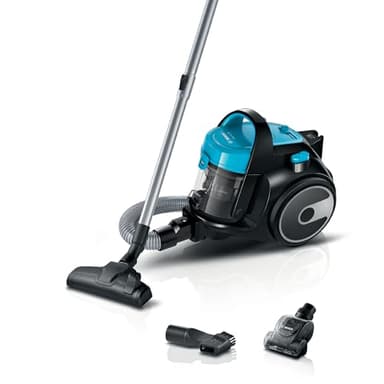 Bosch Series 2 BGS05BU2GB Bagless Cylinder Vacuum Cleaner with Mini AirTurbo Nozzle, Suitable for Hardfloor, Carpet & Car, Compact & Lightweight, 700W, 1.5L, Turquoise