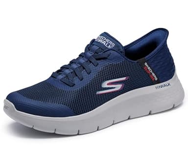 Skechers Men's Slip-ins GO Walk Flex Hands Up Trainers in Navy - Comfortable Fit Casual Athletic Shoes - Gents Sports Footwear - Size UK 8 / EU 42