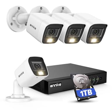 ANNKE 8CH 3K Lite Security CCTV Camera System, AI Human & Vehicle Detection, 5MP Lite DVR with 1TB Hard Drive and 4 x 1920TVL 2MP Home Security Cams, Dual-light with Color Night Vision, IP67