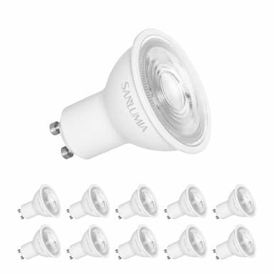 sanlumia 10 X 6W LED Gu10 Bulb Super Bright Narrow Beam Angle 38° Spotlight 530lm 75W Halogen Equivalent Cool White 6400K