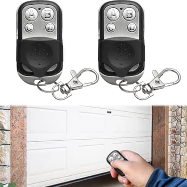 2Pcs 433MHz Garage Door Remote Control Key Fob, Universal Automatic Gate Remote Control, Wireless Garage Door Opener with 4 Buttons Duplicate, Electric Gate Fob with Key Cover Slide