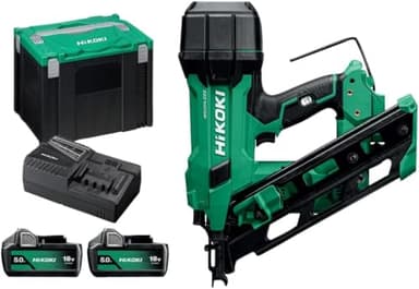 HiKOKI NR1890DCAJPZ 18 V Brushless 90 mm Clipped-Head Framing Nailer Kit – 2×5.0 Ah Batteries, Charger, Case, Air-Spring Gasless Drive, Dual Modes, LED, Dry-Fire Lockout