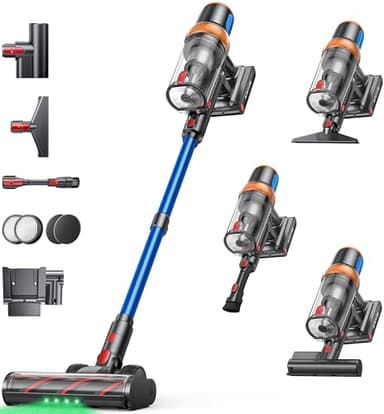 INTETURE Cordless Vacuum Cleaner, 600W 50KPA Stick Vacuum with Touch Screen, Up to 65 Mins Runtime, Powerful Vacuum with Rechargeable Wall Mount, Lightweight Vacuums for Hardwood Floor Carpet Pet Hair