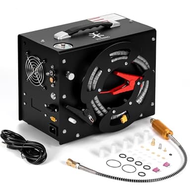 TUXING PCP Air Compressor,4500Psi 30Mpa High Pressure Air Pump, Built-in DC12V/AC220V Power Converter,Auto-Stop,Oil&Water-Free,Paintball and Scuba Tank Compressor Pump