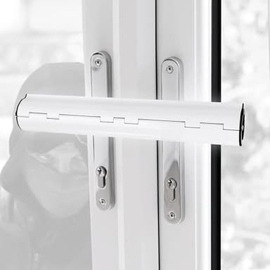 Home Secure™ Double Door Handle Security Lock – No Drill Patio & French Door Lock for Double Handles, Visible Anti-Intruder Deterrent, Tool-Free Installation, White