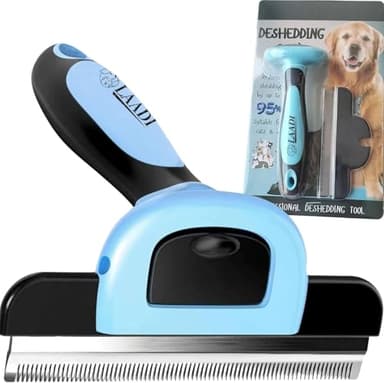 Laadi Deshedding Tool for Dogs and Cats - Reduces Shedding by Up to 95% in Less Than 10 Minutes—best Choice for Grooming and Deshedding Your Lovely Pets. Dog Cat Horse Rabbit Brush. (BLUE)