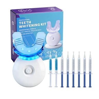Teeth Whitening Kit, Bleaching Teeth Set for Home Use, 6 Whitening Gels & 2 Desensitizing Gels, Safe for All Teeth Types, Easy to Use for Smokers/Coffee Lovers