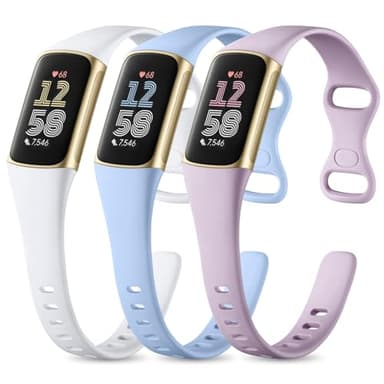 CeMiKa Silicone Slim Strap Compatible with Fitbit Charge 5 Strap, Soft Breathable Sport Bands for Charge 5/Charge 6, Waterproof Adjustable Wristband for Fitbit Charge 5/Charge 6 Straps, Women Men