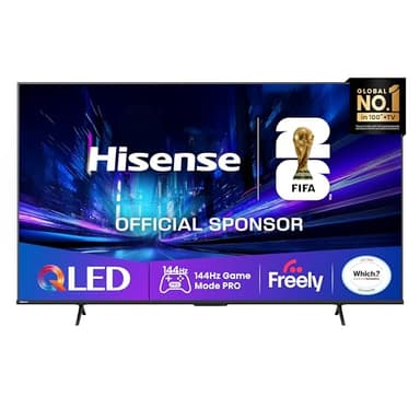 Hisense 55" 55E78QTUK PRO 144Hz QLED Smart AI TV - Hi-View AI Engine, 144Hz Game Mode PRO, Dolby Atmos, Quantum Dot Colour with Freely, Disney +, YouTube, Netflix
