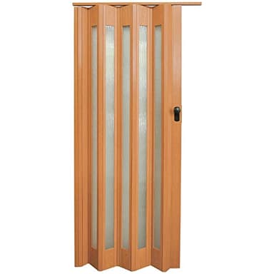 INMOZATA Folding Doors Internal PVC Plastic Features Artistic Patterned Glass Internal Doors with Handle Sliding Concertina Door Panel Divider (Natural, Thickness 10mm)