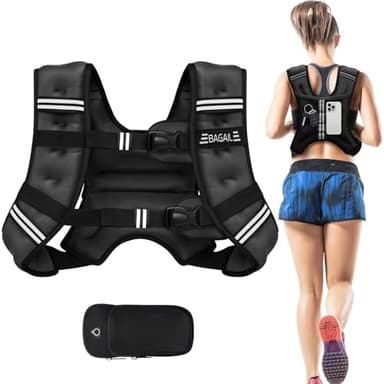 BAGAIL Weighted Vest for Strength Training, 10kg Weight Vest with Adjustable Bust Size, Reflective Stripe and Convenient Pocket, Ideal for Workouts, Yoga and Aerobic Exercises